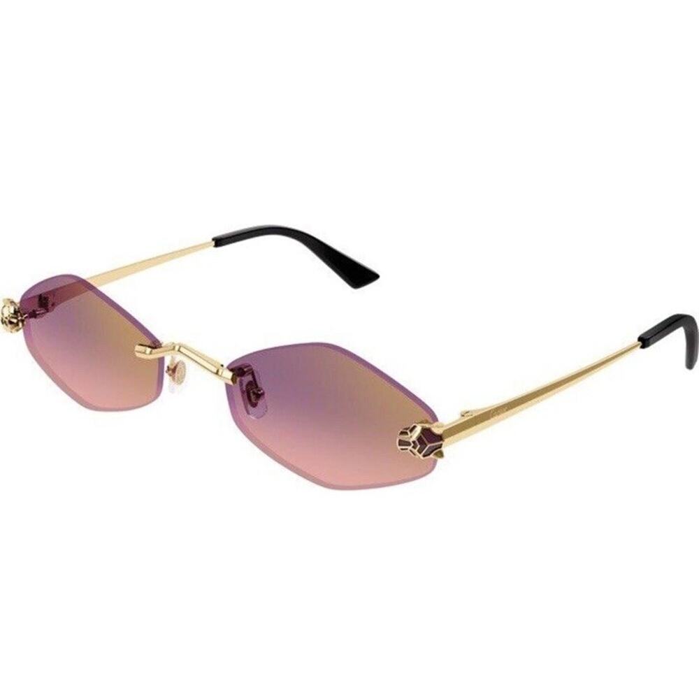 CARTIER Panthere De Cartier Sunglasses CT0433S 004 Gold Violet Lens AUTHENTIC - Picture 11 of 13